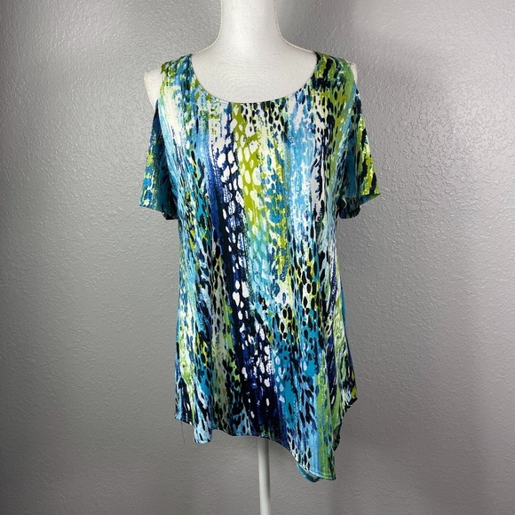 Women's Slinky Brand Multi color abstract blouse / top size Mediuum - Picture 1 of 11